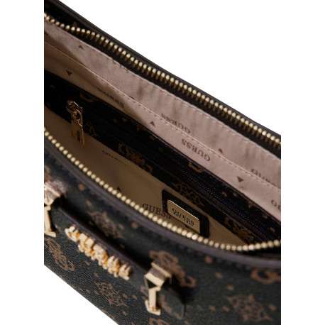 Sac à main marron pourvu d'une matière grainée et orné d'un motif monogramme - Image 3