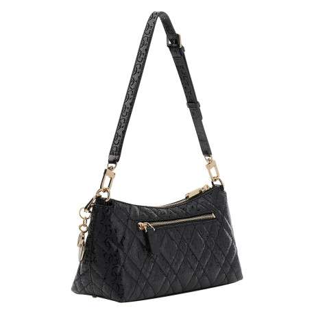 Sac à main noir matelassé orné d'un motif monogramme brillant - Image 2