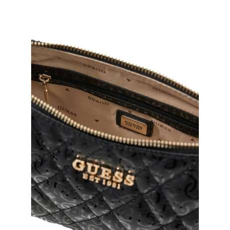 Sac à main noir matelassé orné d'un motif monogramme brillant - Image 3