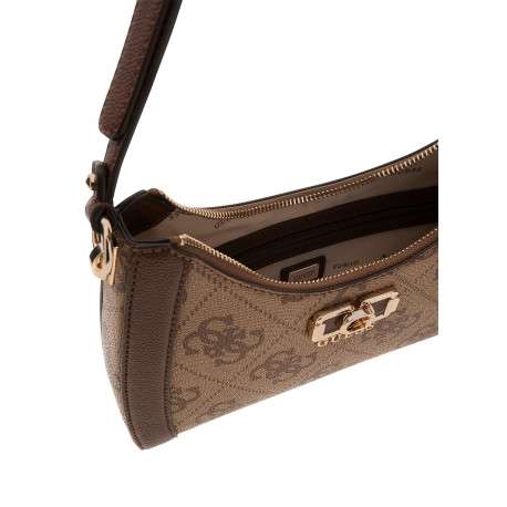 Sac à porté épaule marron orné d'un motif monogramme et pourvu d'une anse plate - Image 3