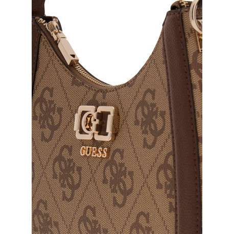 Sac à porté épaule marron orné d'un motif monogramme et pourvu d'une anse plate - Image 4