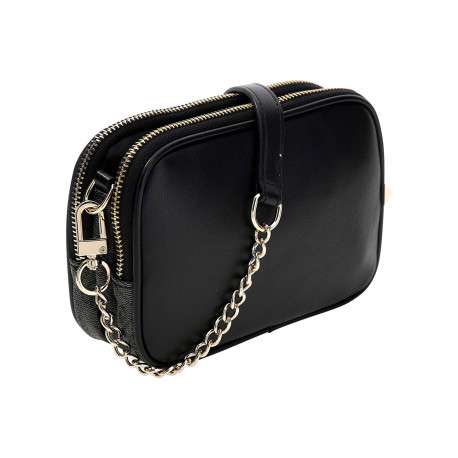 Sac à bandoulière amovible noir à motif monogramme pourvu de fermetures zippées - Image 2
