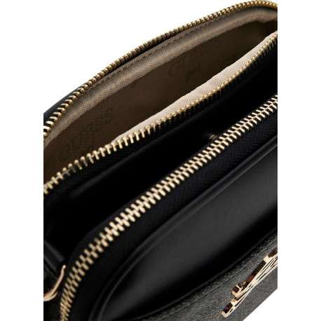 Sac à bandoulière amovible noir à motif monogramme pourvu de fermetures zippées - Image 3