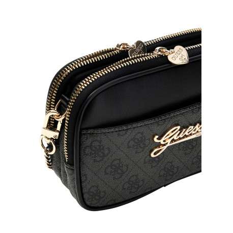 Sac à bandoulière amovible noir à motif monogramme pourvu de fermetures zippées - Image 4