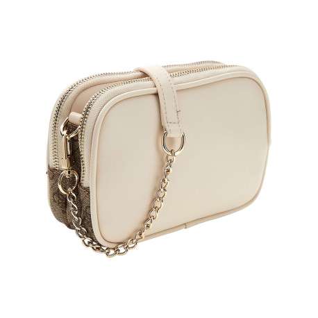 Sac à bandoulière amovible beige à motif monogramme pourvu de fermetures zippées - Image 2