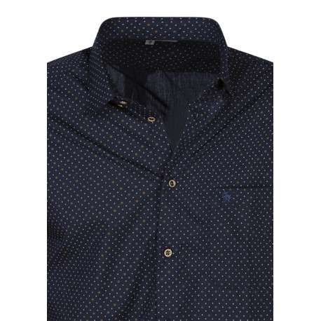 Chemise marine à motifs avec un col à revers et des manches longues - Image 3