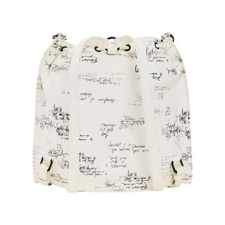 Sac à dos en coton blanc à imprimé avec une anse et deux lanières au dos - Image 3