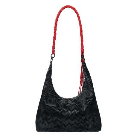 Sac porté épaule noir uni avec une anse noire et une anse rouge - Image 3