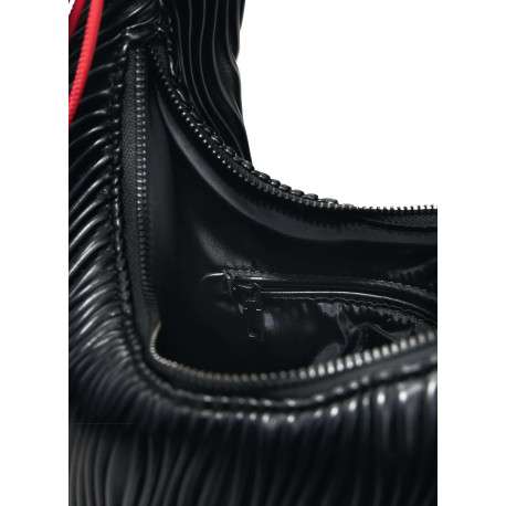 Sac porté épaule noir uni avec une anse noire et une anse rouge - Image 6