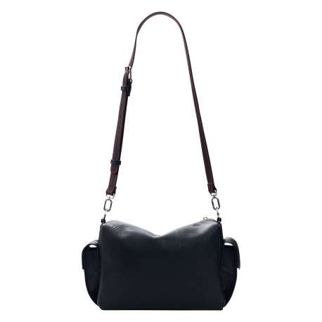 Sac porté épaule noir floral muni d'une anse et d'une bandoulière - Image 2