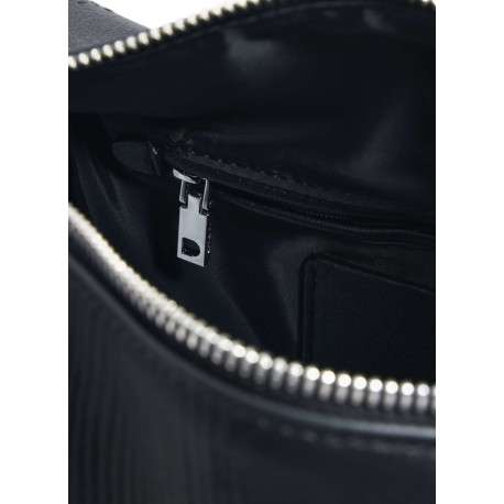 Sac porté épaule noir floral muni d'une anse et d'une bandoulière - Image 4