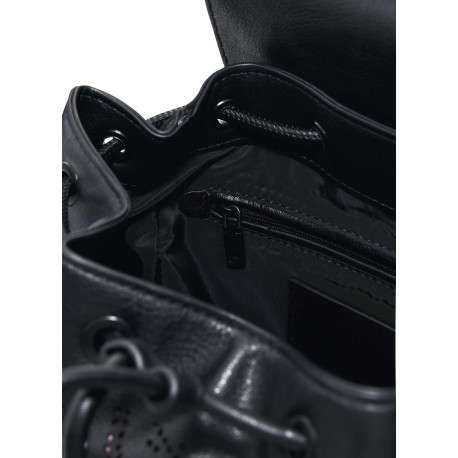 Sac à dos noir avec motifs floraux muni d'une anse et de deux lanières au dos - Image 4