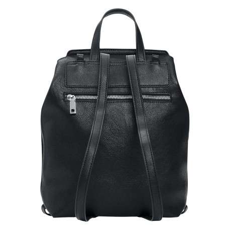 Sac à dos noir uni muni de deux anses et de deux lanières au dos - Image 2