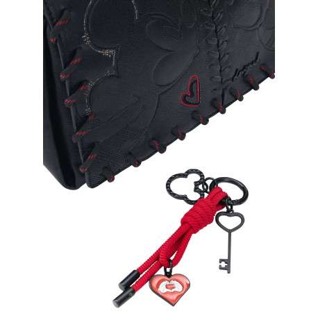 Sac bandouliere noir à imprimé pourvu d'une anse rouge et noire - Image 5