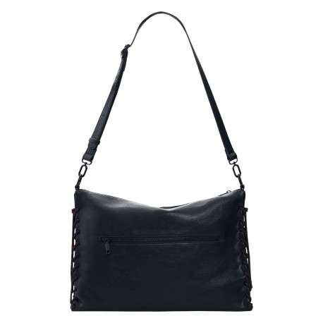 Sac porté épaule noir à imprimé pourvu d'une anse et d'une bandoulière - Image 2