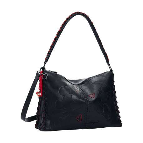 Sac porté épaule noir à imprimé pourvu d'une anse et d'une bandoulière - Image 3