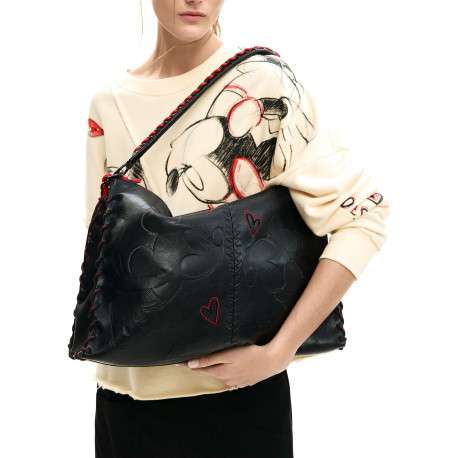 Sac porté épaule noir à imprimé pourvu d'une anse et d'une bandoulière - Image 6