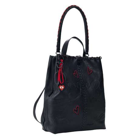 Sac à dos noir à imprimé muni de deux anses et de deux lanières au dos - Image 3