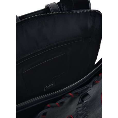 Sac à dos noir à imprimé muni de deux anses et de deux lanières au dos - Image 4