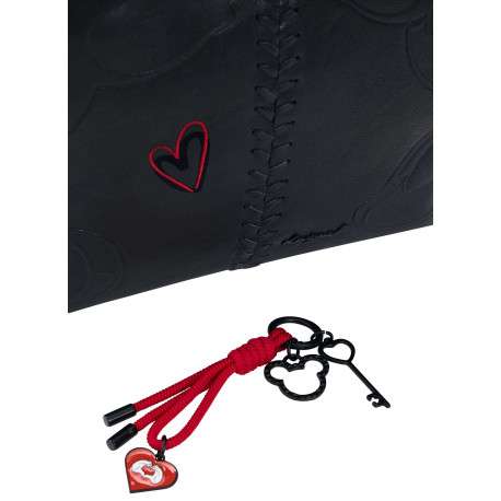 Sac à dos noir à imprimé muni de deux anses et de deux lanières au dos - Image 5