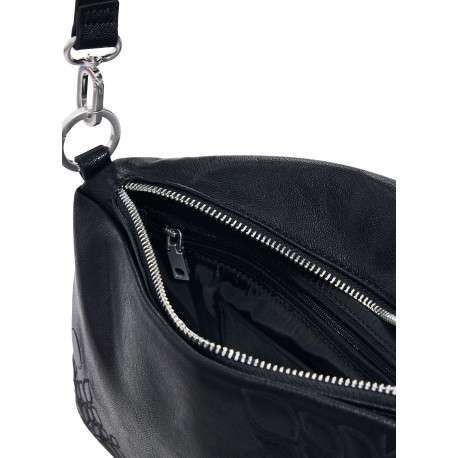 Sac bandouliere noir avec des motifs floraux muni d'une anse - Image 4