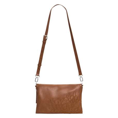 Sac bandouliere camel avec des motifs floraux muni d'une anse - Image 2