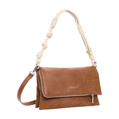 Sac bandouliere camel avec des motifs floraux muni d'une anse - Image 3