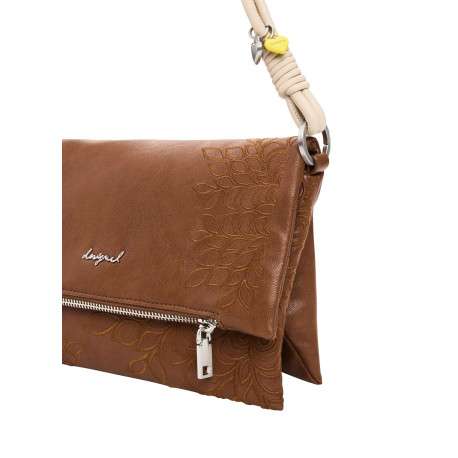 Sac bandouliere camel avec des motifs floraux muni d'une anse - Image 5