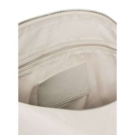 Sac porté épaule blanc uni muni d'une anse bicolore tressée - Image 4