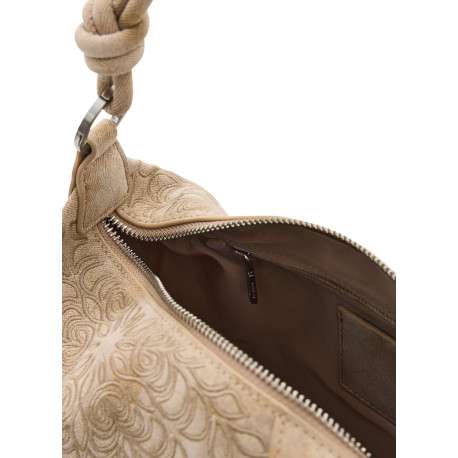 Sac porté épaule beige avec des motifs floraux muni d'une bandoulière - Image 4