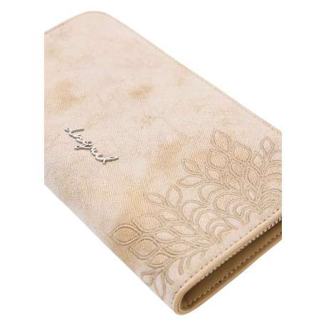 Portefeuille beige avec des motifs floraux et une fermeture à zip - Image 5