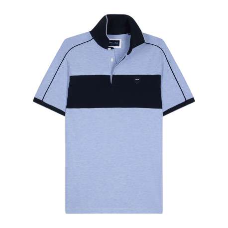 Polo en coton bleu avec une coupe droite et un col à revers avec boutons