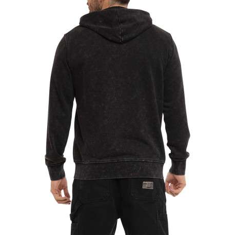 Sweat zippé gris foncé uni avec une coupe droite et un col à capuche - Image 2