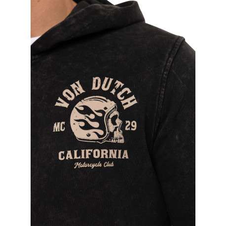Sweat zippé gris foncé uni avec une coupe droite et un col à capuche - Image 5