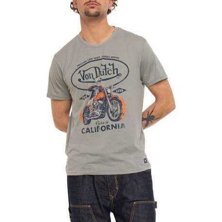 T-shirt kaki imprimé avec une coupe droite et des manches courtes