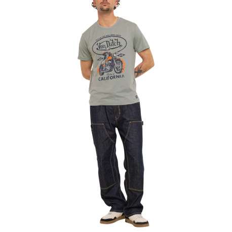 T-shirt kaki imprimé avec une coupe droite et des manches courtes - Image 3