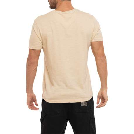 T-shirt en coton beige imprimé avec une coupe droite et un col rond - Image 2