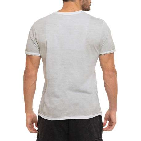 T-shirt en coton gris imprimé avec une coupe droite et un col rond - Image 2
