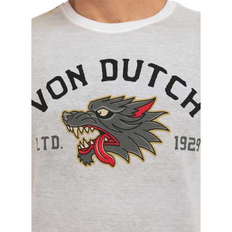 T-shirt en coton gris imprimé avec une coupe droite et un col rond - Image 3