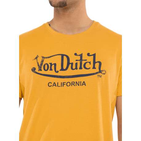 T-shirt en coton jaune imprimé avec une coupe droite et un col rond - Image 3