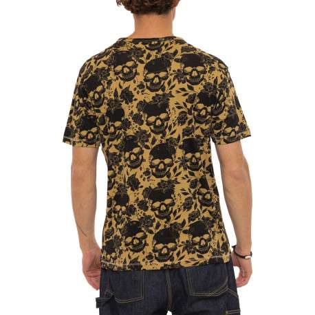 T-shirt en coton noir à motifs tête de mort avec une coupe droite - Image 2
