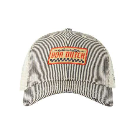 Casquette grise à rayures avec une fermeture snapback et un bouton de couronne - Image 2