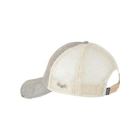 Casquette grise à rayures avec une fermeture snapback et un bouton de couronne - Image 3