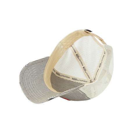 Casquette grise à rayures avec une fermeture snapback et un bouton de couronne - Image 5