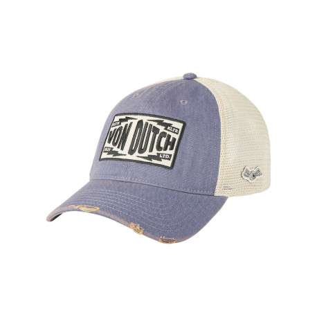 Casquette bleue unie avec une partie de la couronne en filet