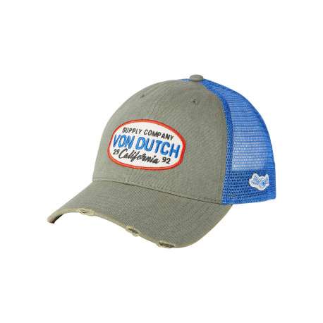 Casquette bleue unie avec une partie de la couronne en filet