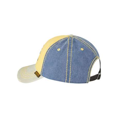 Casquette en coton jaune uni avec un effet usé sur la visière - Image 3