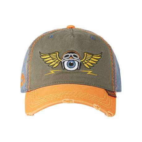 Casquette en coton orange uni avec un motif brodé et un bouton de couronne - Image 2