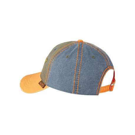 Casquette en coton orange uni avec un motif brodé et un bouton de couronne - Image 3