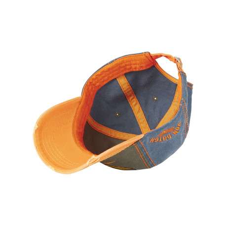 Casquette en coton orange uni avec un motif brodé et un bouton de couronne - Image 5